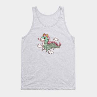 Green Dragon Flying Among Clouds Tank Top